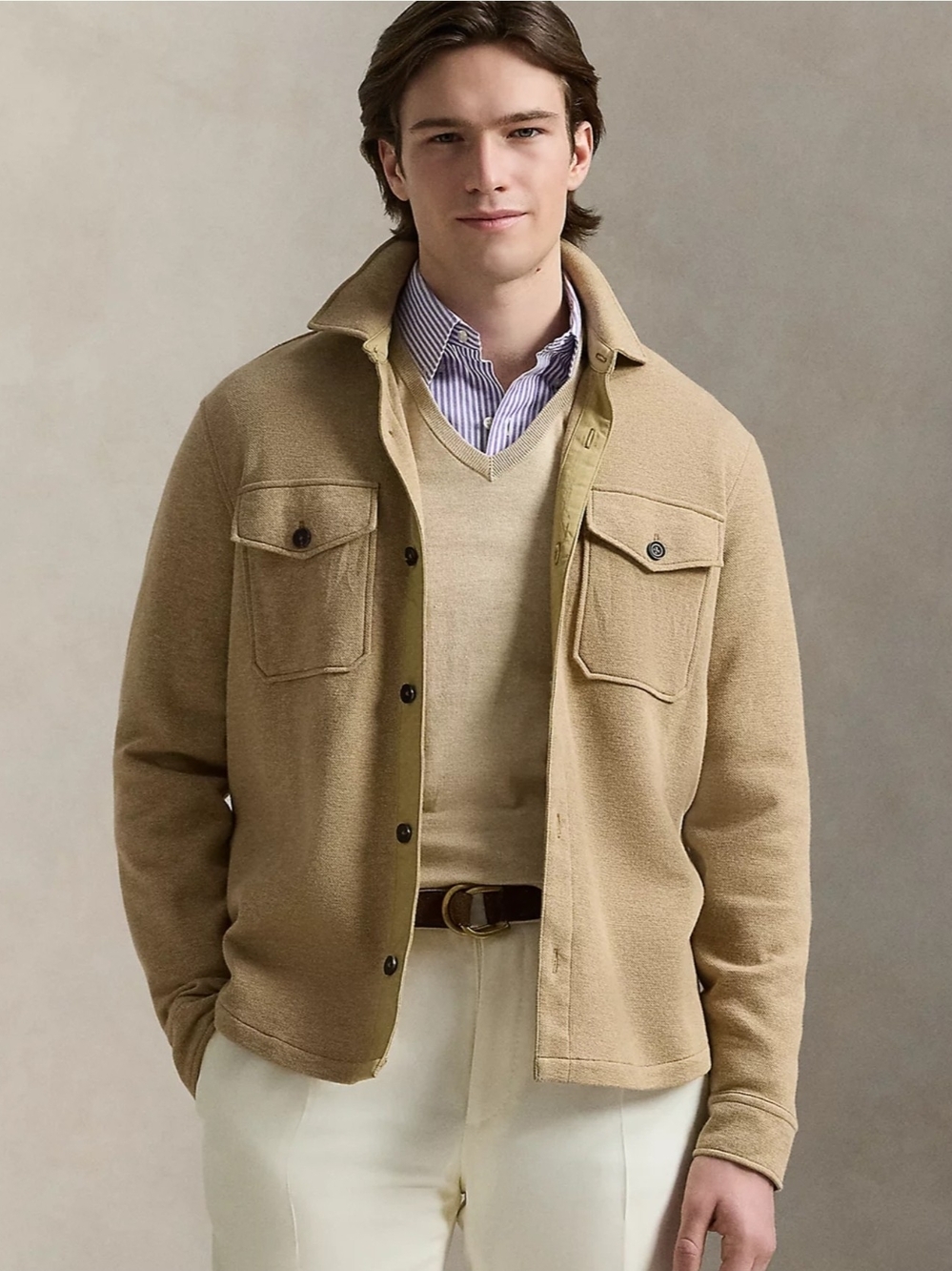 Polo Ralph Lauren Men's Double-Knit Mesh Shirt Jacket Embroidered Pony